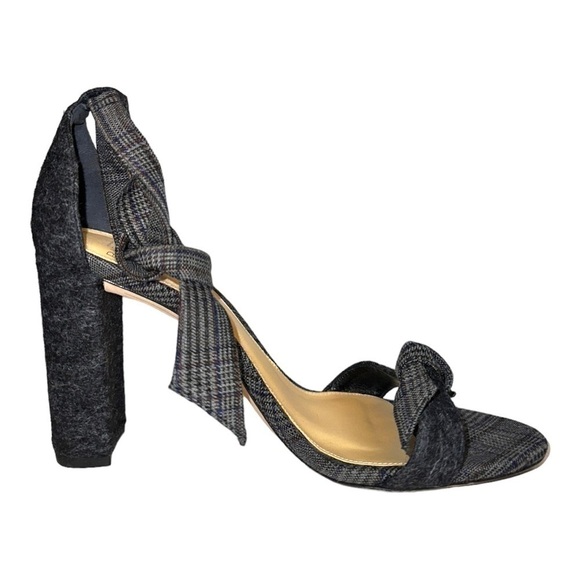 ALEXANDRE Birman Clarita Gray Wool Plaid Check Sandals Block Heels Shoes 9 39 - Picture 8 of 14
